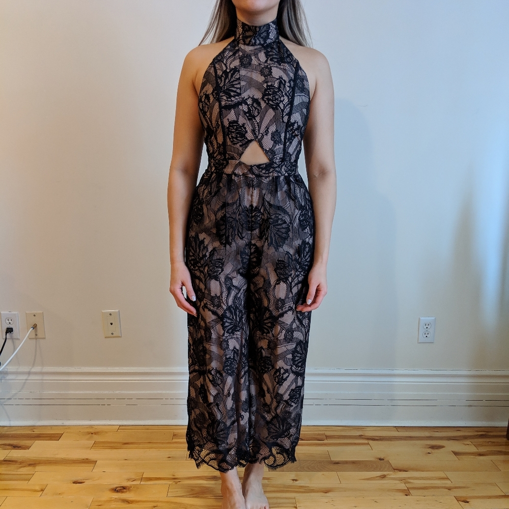Alexis lace and silk romper